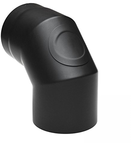raik Rauchrohrbogen/Ofenrohrbogen 90° 3-teilig mit Reinigungsöffnung 120 mm Durchmesser Stahlblech 2 mm Schwarz SH020-120-sw