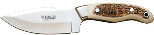 Joker Cuchilleria CC39 - Cuchillo desollador, cachas en asta de Ciervo, Hoja INOX de 11 cm