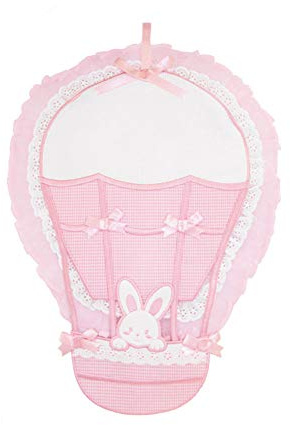 Fashion Graphic Fiocco Nascita Mongolfiera Coniglietto Tela Aida Pesonalizzabile con Ricamo Punto Croce (Rosa)