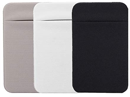 Kbinter Slim Credit Card Holder for Back of Cell Phone, Stretchy Ultra Lycra 3M Self Adhesive Phone Pocket Stick On Wallet for ID Credit Card Pocket for iPhone Android Galaxy (Gray+White+Black)