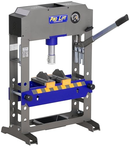 Pro-Lift-Werkzeuge Hydraulik-Presse 15t Werkstattpresse Tischpresse manuell blau Industrie-Presse Handpumpe umformen Shop-Press Abkantpresse + 8 Druckstücke