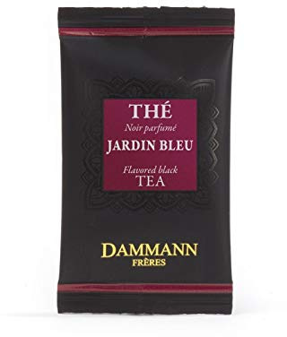 Dammann Jardin Bleu - Thé noir parfumé à la rhubarbe et aux fraise, 24 sachets cristal - Dammann Frères