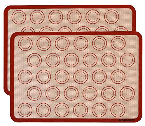 GARCENT Macaron Kit, 2 Half Sheet 11.6x16.5 Non-stick Macaron Silicone Baking Mat Template Mold Set
