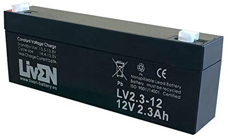Batería AGM 12V 2.3Ah C-20 Sin Mantenimiento - Equipos Seguridad/Médicos/SAI/Comunicación/Emergencia | LIVEN LV2.3-12