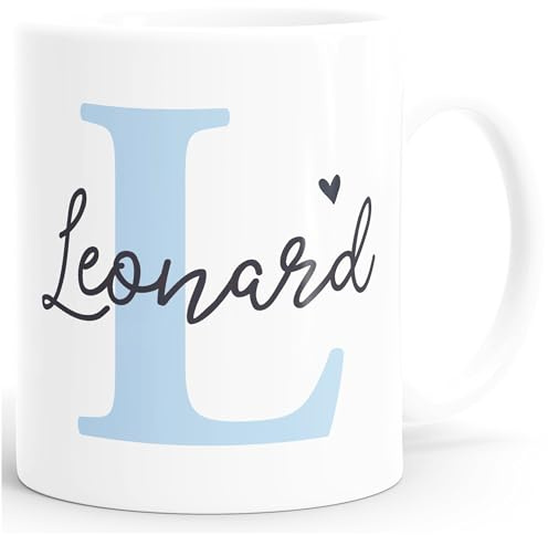 SpecialMe® Kaffeetasse mit Namen Anfangsbuchstabe Initiale Herz personalisierte Geschenke Weiss Keramik-Tasse