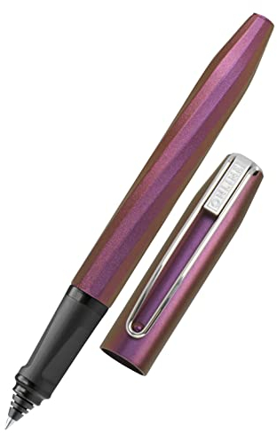 ONLINE Rollerball Slope, Patronen-Roller Strichstärke M, für Standard-Tintenpatronen, ergonomisches Griffstück, für Rechtshänder und Linkshänder, Rollerballspitze, für Schule und Büro, Metallic Pink, 1 Stück (1er Pack)
