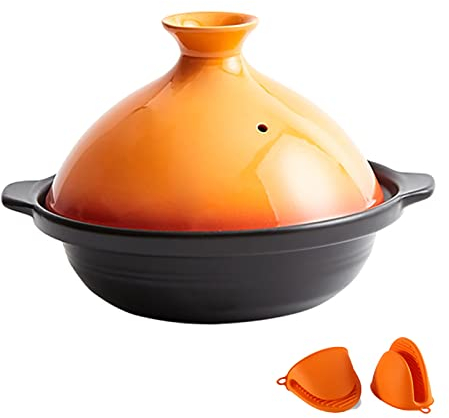 YLWX Handgefertigter Tajine -Topf Marokkaner, Tagine Marokko, Einfacher Tontopf Zum Kochen, Keramik Kochgeschirr Für Gaskocher (Color : Orange, Size : X-Small)
