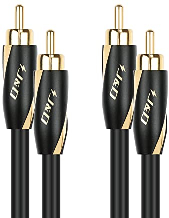 J&D Cavo RCA Audiophiles 24 AWG, 2 RCA Maschio-Maschio, Interconnessione Audio Stereo Placcato Oro, Subwoofer per Home Theater, HDTV, Amplificatori, Hi-Fi, Altoparlanti, 0,9 Metri