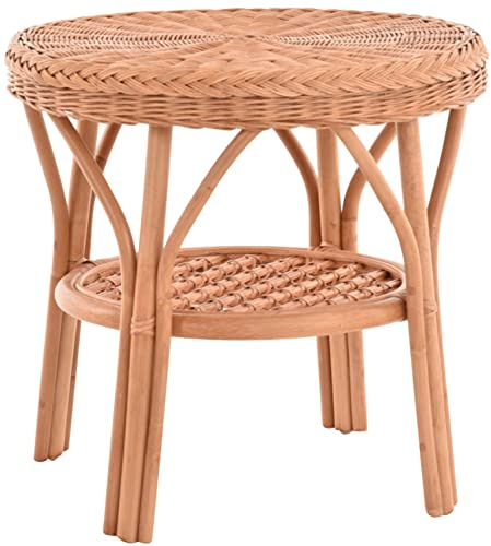 Korb-Outlet Rattan-Tisch/Beistelltisch Rund/Couchtisch Rattantisch Ablage (Terracotta)