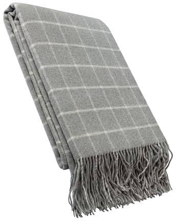 LuckyBlankets Birmingham Wolldecke 140 x 200 cm Kaschmir 10%/Merino 90% – edle Wärme Premium Qualität - Merino wolldecke - Kaschmir Decke (Grau)