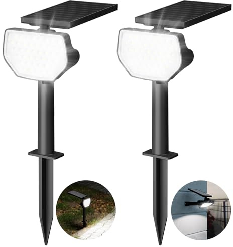 Lepro Solar Spotlights för Utomhus, Solar Lights Utomhus Kallvit Trädgård 6 500K och IP65 Vattentät, 43 LED Kraftfulla Solar Garden Lampor för Gården, Uteplats, Uppfart, Träd, 2 st