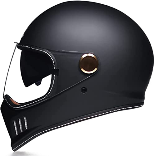 NAIQIALUO Cascos Moto Cara Completa Vintage para Adultos, Hombres, Mujeres, Visera Dual aprobada por Dot/ECE para Motocicleta, ciclomotor, ATV, Scooter, Casco Motocicleta de Estilo clásico A,L57-58CM