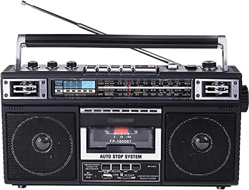 GBHJJ Boombox a Cassetta, conversione da Radio a Cassetta con Radio a 4 Bande (AM, FM, SW1, SW2) con Bluetooth, Doppi Altoparlanti da 3, Microfono Integrato, registratore ed Equalizzatore a 3 Bande