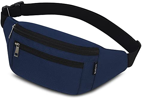 Bauchtasche Gürteltasche Hüfttasche Sport für Damen und Herren Wasserdicht Bauchtasche Doggy Bag Outdoor Groß Handytasche Umhängetasche Camping Wandern Fitness Fahrrad Running (Navy Blau)