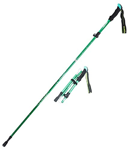 Hearda Wanderstock Faltbar, Trekkingstöcke Ausziehbar Leichter Aluminium Teleskopstock für Herren und Damen für den Außenbereich (110-130cm,Grün)