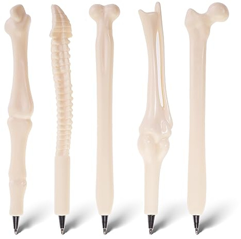 Bewudy Halloween-Kugelschreiber mit Knochen, 5pcs Knochen Kugelschreiber | 1.0mm Neuheit Knochen Design Kugelschreiber Schwarz Tinte Kugelschreiber für Doktor Künstler Büro Briefpapier Geschenk