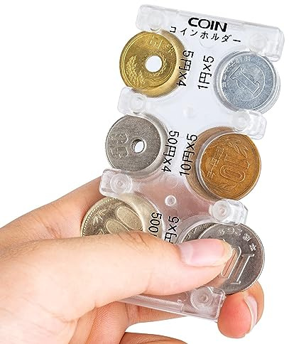 kekafu Japanese Yen Coin Holder Hard Case Organizer and Storage for Coins Rectangle JPY Coin Organiser and Dispenser, Plastic Coin Sorter Wallet with 12 Slots