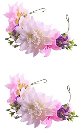 Beavorty 2stücke Blumenhaarband Für Frauen Hochzeitskranz Mit Kunstblumen Für Feiern Karneval Und Fotoshootings Leichtes Bequemes Material Für Perfekten Look Brautaccessoires Für