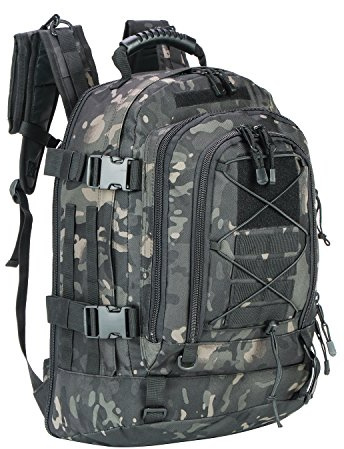 ZSearARMY Grand sac à dos tactique militaire pour homme avec système de bricolage pour voyage, travail, camping, chasse, randonnée, sport, Camouflage nuit, Large, Sac à dos tactique de voyage,