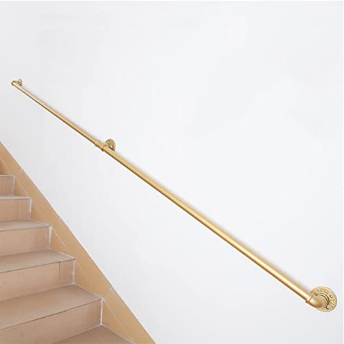 Ringhiera per scale per interni ed esterni, 1 2 3 4 5 6 metri, ringhiera per scale, corrimano in ferro battuto in metallo dorato montato a parete - Kit completo (dimensioni : 6ft/180cm)