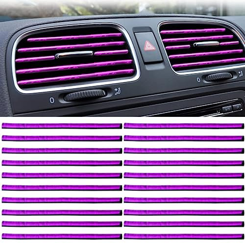 20 Piezas Tira de Ribete para Interior de Automóvil 20cm Tiras Decorativas para el VentilacióN Del Aire Acondicionado Moldura Molduras Accesorios Coche Tuning Decoración(Púrpura Hielo)
