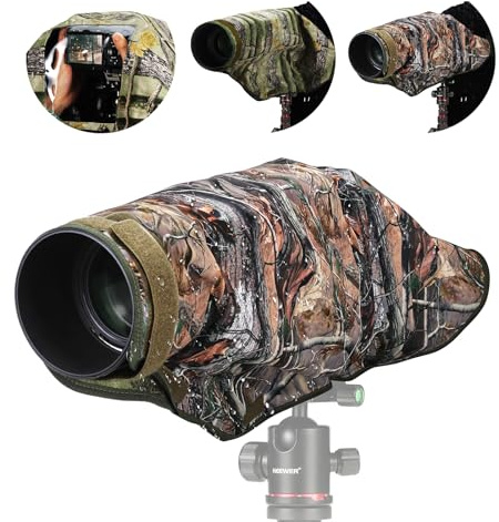 NEEWER Housse de Pluie pour Appareil Photo, XL, Grande Housse Imperméable Compatible avec Canon Sony Nikon Fujifilm DSLR et Objectifs Jusqu'à 800mm, Nylon Camouflage Vert Double Face, PB019