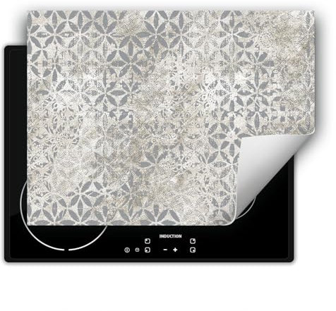 DarHaus Herdabdeckplatte 1 teilig 80x52 cm Küche Herdabdeckung Ceranfeld Herdabdeckplatten Anti Rutsch Matte Aufrollbar, grau - Mosaik