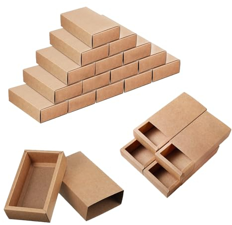 Esmula 20 Stück Kraftpapier Schubladenbox Geschenkbox Großbriefkartons, 24x15x5 cm Brown Soap Jewelry Candy Snacks Boxen Kleine Geschenkboxen Zum Verpacken von Geschenken, Weihnachten