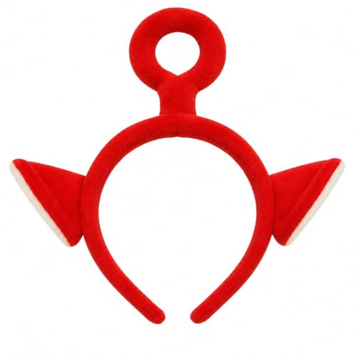 jokeshop Teletubbie Bandeau avec oreilles Teletubbies Tulle Adulte Déguisement de personnage de dessin animé Années 90 Programme TV Jour du livre (Bandeau rouge avec oreilles - Po)