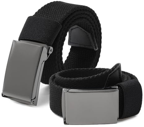 Coubeau Kindergürtel Jungen - 2 Stück Schuluniform Cotton Gürtel Verstellbarer Schnallengürtel für Kinder von 3-15 Jahren