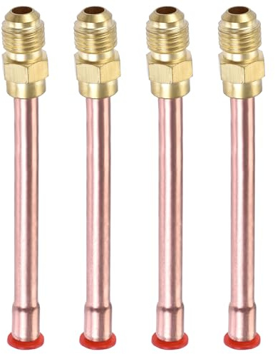 YOKIVE 4pz Raccordo Ottone Tubo Rame, Raccordo per Unità Condizionamento Aria 45 Gradi, Ottimo per Condizionatore d'Aria (Filettatura Flare da 1/4)