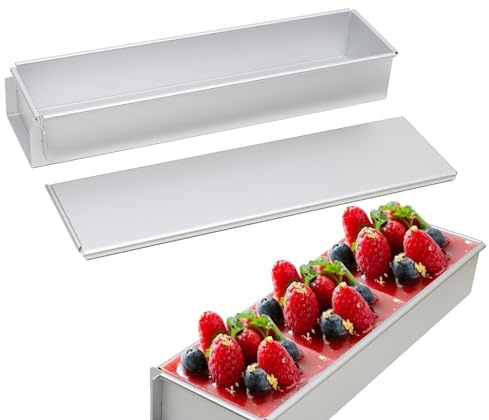 Whnbuij Moule à Gâteau Rectangulaire - Moule à Mousse En Aluminium Avec Couvercle | Moule à, Moule à Mousse Amovible, Rectangulaire, Antiadhésif Pour Tiramisu, Cheesecake, Gâteau,