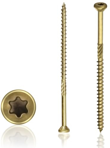 NOOTO 4 Inch Epoxy Coated Exterior Wood and Fence Screws #9 x 4, Torx/Star Drive,Coarse Thread, Outdoor Rust Resistant Decking Screw, Bronze, 60 Pieces
