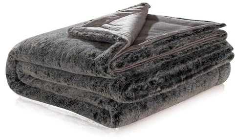 Como Kuscheldecke Anthrazit Moderne Felldecke, Wohndecke, 100% Polyester, 600 GSM, gesäumte Einfassung 150 x 220 cm