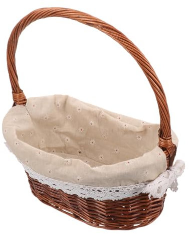 CAXUSD Cesto Portaoggetti in Rattan Intrecciato Cestino Da Picnic Con Manico Contenitore Per Frutta E Verdura Per Snack E Regali