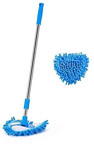 Juego de trapeador de microfibra para mopa húmeda y seca, fácil de limpiar, para suelos, paredes y techos, rotación de 180 grados, ideal para limpieza del hogar, baño y cocina, incluye dos cabezales