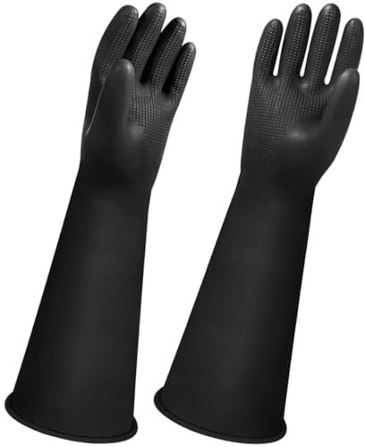 ZaoKing 20 Heavy Duty Rubber Gloves,Latex Chemical Resistant Long Gauntlets Gloves Cleaning Drain PPE Glove Reusable Waterproof Industrial Work Resist Strong Acid, Alkali and Oil