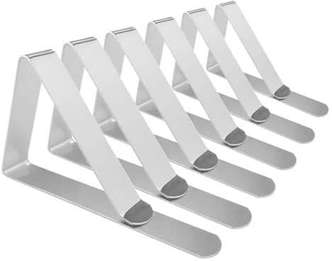 Nayubo 6 Pz tovaglia Pinze in Acciaio Inox Copertura di Tabella Morsetti Heavy Duty Tavolo da Picnic Clip tovaglia Supporto per Esterni, ristoranti, Matrimoni, Partito, Cucina (Argento)