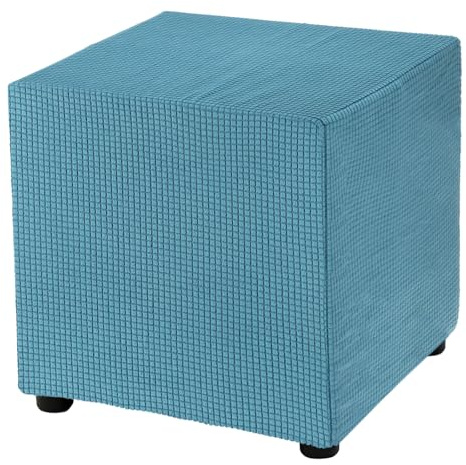 QUARKZMAN Schonbezug Hockerbezug, 33 * 33 * 38cm Hohe Elastizität Hocker Bezugfür Fußhocker, Stretch Bezug Waschbar Abdeckung Überzug Hocker Protector - Türkis
