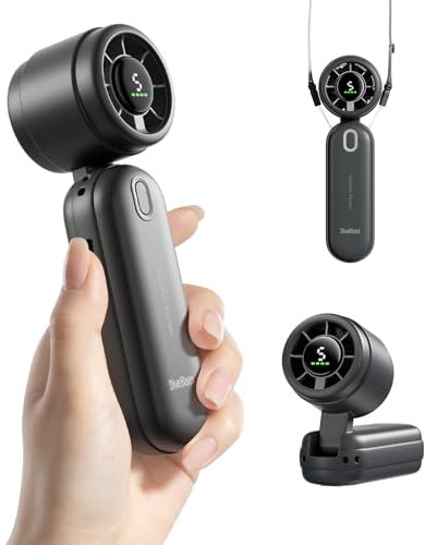 Diveblues iTurbo High-Speed Portable Handheld Turbo Fan, LED Display, 2000mAh Rechargeable Battery, 5 Wind Speeds, Up to 6H Runtime, Mini Fan for Travel, Commute, Outdoor, Gifts for Women Men