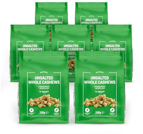 by Amazon Whole Cashew Nuts Unsalted, 7x200g