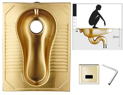 XAoSCd Toilette alla Turca Generica in Acciaio Inossidabile 304, Fossa per La Defecazione, Uso Domestico, Toilette alla Turca Antiodore per Il Bagno, Toilette per Bar Ktv, D,