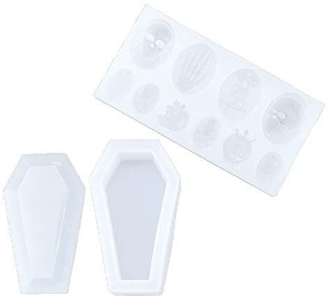 3pcs Halloween Silicone Moules-squelette de Cercueil en Forme de Cercueil en Forme de Cercueil, Gâteau, Chocolat et Moules à Cuisson et Larges Approvisionnements d'application