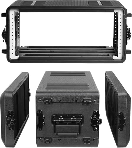 RDYMONKEY 4U Roto Rack DJ Rack Case – Flightcase, wasserdicht & staubdicht – Rackschrank für Verstärker, DJ-Mixer, Effektgeräte mit Mikrofonfächern (4U Rack Space 30 CM Deep)