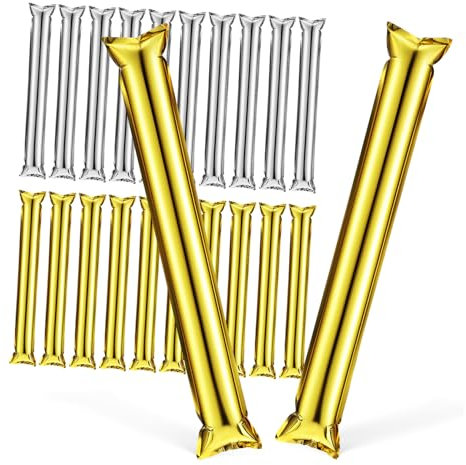 CVUTOVO 24pcs Inflatable Cheering Rods Lightweight Party Accessories Easy to Inflate Carry for Sports Events