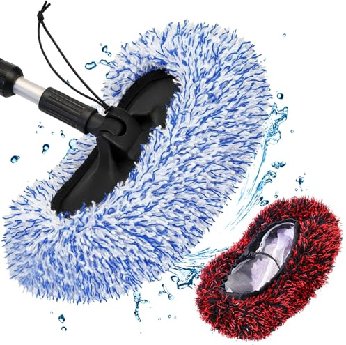 SENLINLIN 2 Pezzi Copertura Spazzola Lavaggio Auto in Microfibra, Morbida e AntiGraffio, Assorbente e Schiumogena, Universale 31x24x4 cm, Lavabile e Riutilizzabile