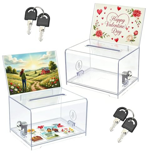 Acrylspendenbox, 2 Stück Acrylspendenbox Abschließbare, Empfohlene Box, Spardose Transparent mit Schloss und Schlüssel, für Abstimmungen, Gewinnspiele, Wettbewerbe, Visitenkarten