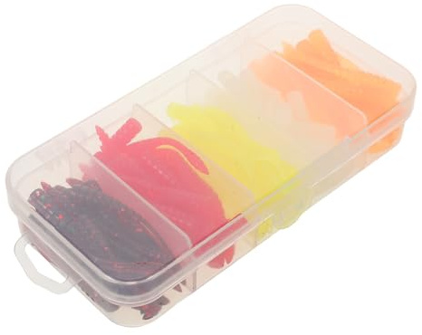 NOLITOY Weiche Silikon Wurm Angelköder 100 Stück Realistische Köderwürmer für Süßwasser Farblich Gemischtes Angelköder Flexible Softbaits zum Angeln