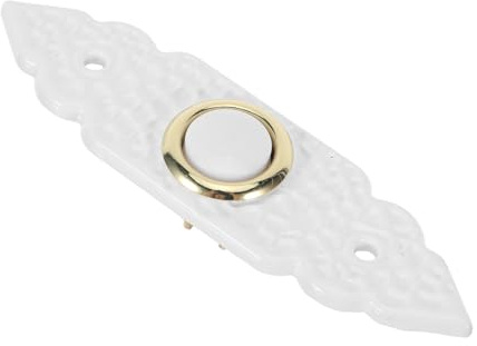Hemobllo Pulsante Campanello Vintage in Metallo Robusto, Interruttore Cablato da Parete Rettangolare Bianco Installazione Facile per Porte di Casa e Piccoli Negozi, Pulsante Classico