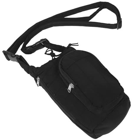 ibasenice Porte-Bouteille Isotherme en Tissu Imperméable Noir avec Isolation en Duvet et Bandoulière Réglable, Housse de Protection Légère pour Gourde, pour Randonnée et Camping